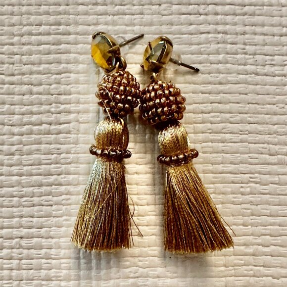 Jcrew Goldtone Thred and Bead Tassel Earrings - Picture 1 of 3